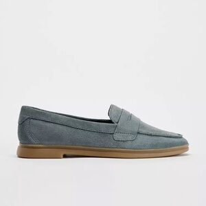 NEW Zara Suede Penny Loafers In Blue US W 9